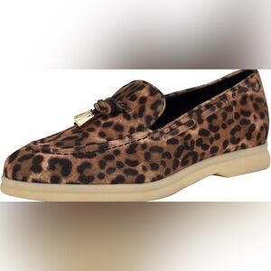 Guess Leopard Print Brown Loafers with Gold Tassel